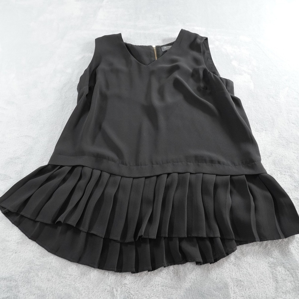 Limited Peplum Pleated Top Womens S Black Chiffon Lined Rear Zip Office Goth - Picture 3 of 11